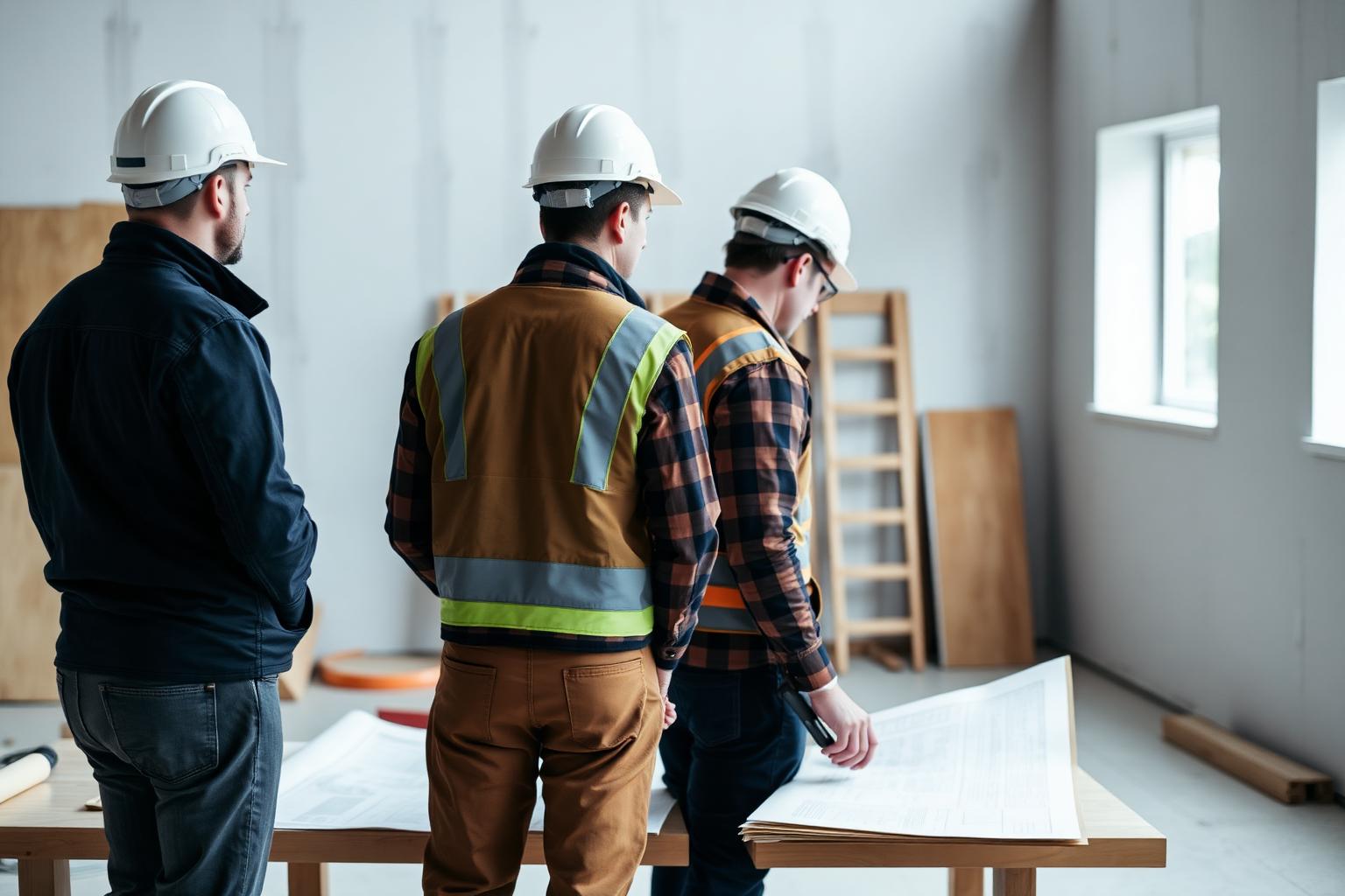 Werfleiders bekijken de plannen